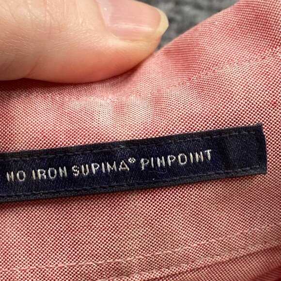Lands End Shirt Mens 17 35 Pink Supima Cotton No Iron Pinpoint‎ Traditional Fit - Picture 3 of 13